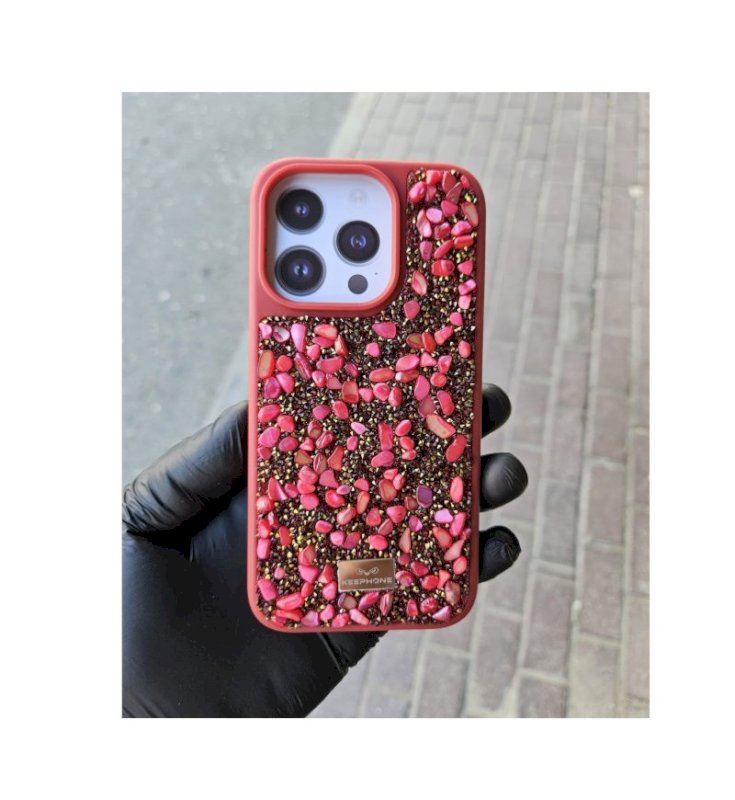 Crystal Stone Case For iPhone 15 Pro Red Colour