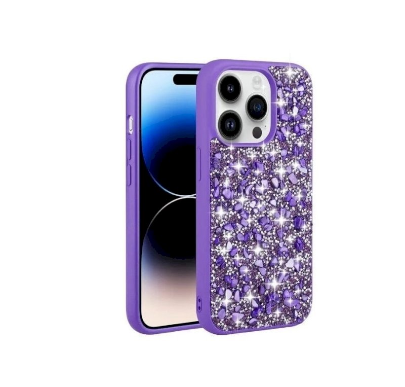 Crystal Stone Case For iPhone 15 Pro Purple Colour