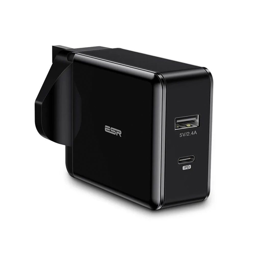 ESR 30W Type C PD and USB A Dual Port Quick Charger Black