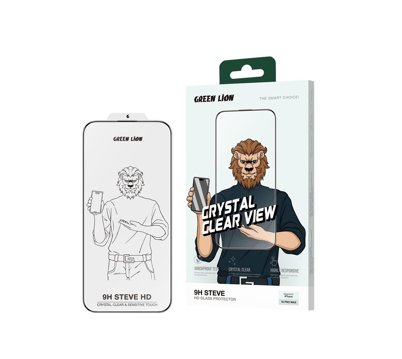 iPhone 17 Pro Green Lion 9H Steve HD Screen Protector Clear